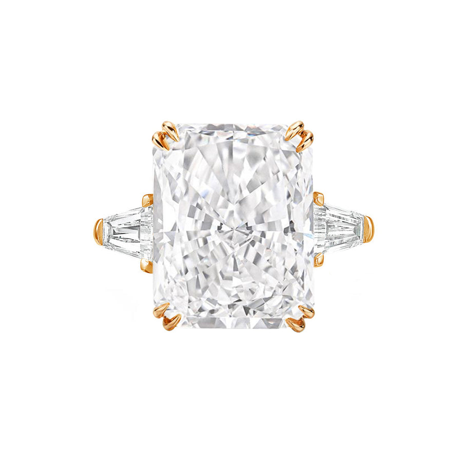 Tapered Baguette 5 Carat Radiant Cut Lab Grown Diamond Engagement Ring