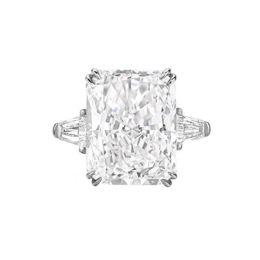Tapered Baguette 5 Carat Radiant Cut Lab Grown Diamond Engagement Ring