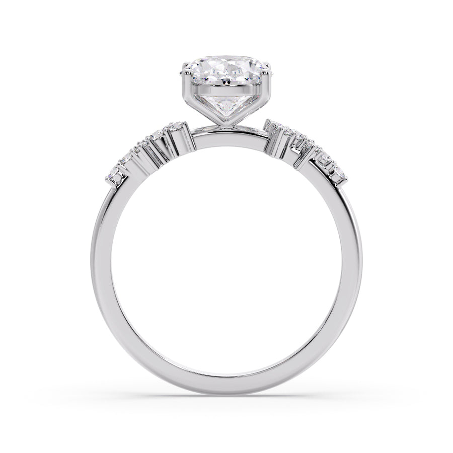 Scattered Natural Oval Diamond Engagement Ring in 18K Gold - GEMNOMADS