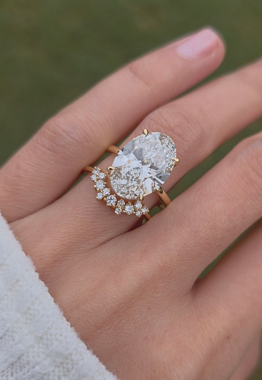 4 Carat Solitaire Lab Grown Oval Diamond Engagement Ring