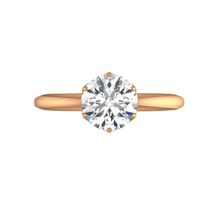 Studded Petal Prong 6 Carat Lab Grown Round Engagement Ring