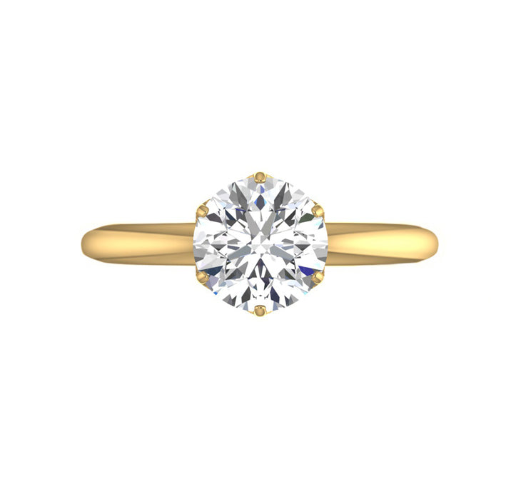 Studded Petal Prong 6 Carat Lab Grown Round Engagement Ring