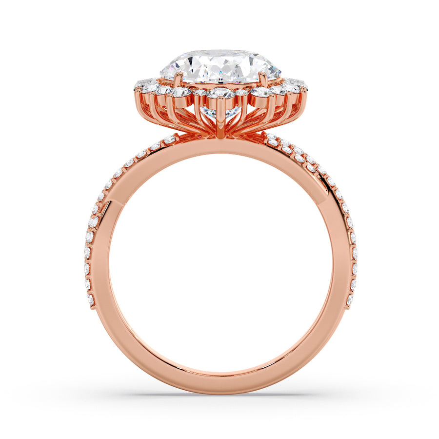 Sylvia Vintage Halo 5 Carat Lab Grown Oval Diamond Engagement Ring