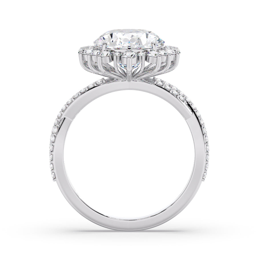 Sylvia Vintage Halo 5 Carat Lab Grown Oval Diamond Engagement Ring