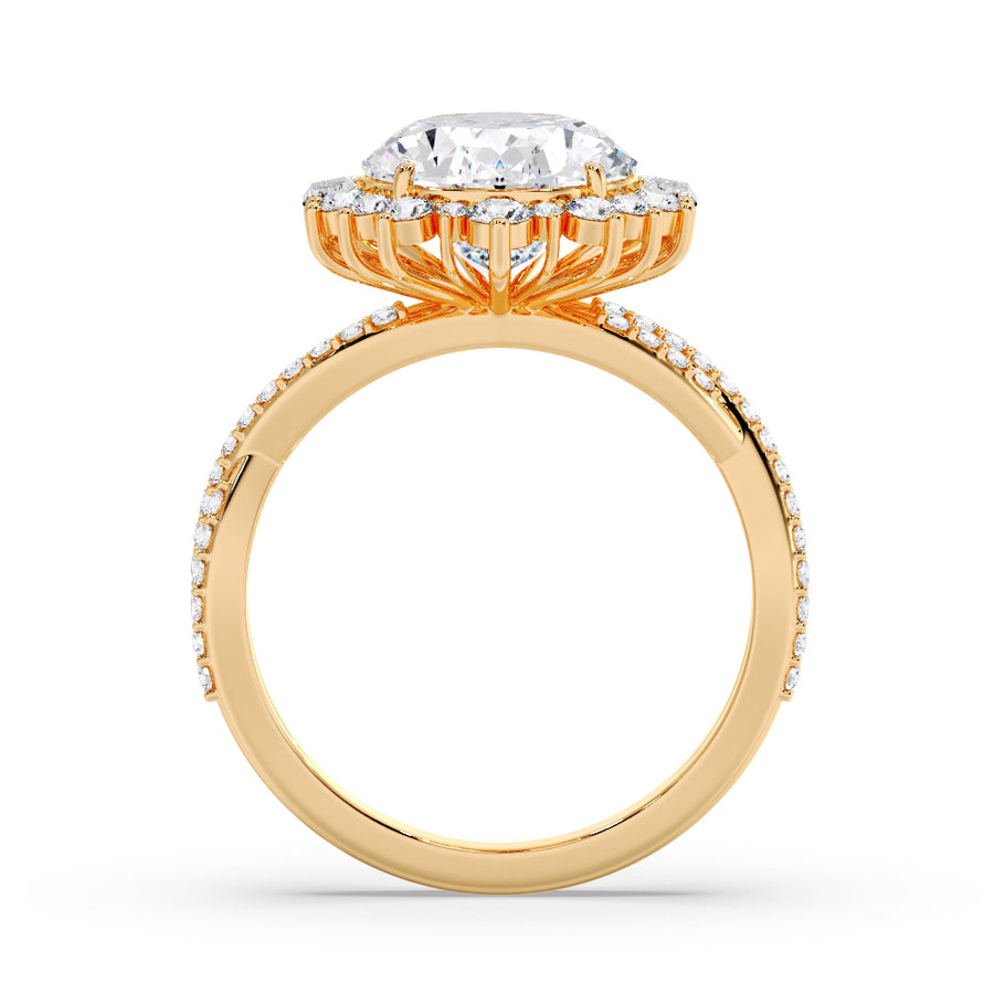 Sylvia Vintage Halo 5 Carat Lab Grown Oval Diamond Engagement Ring