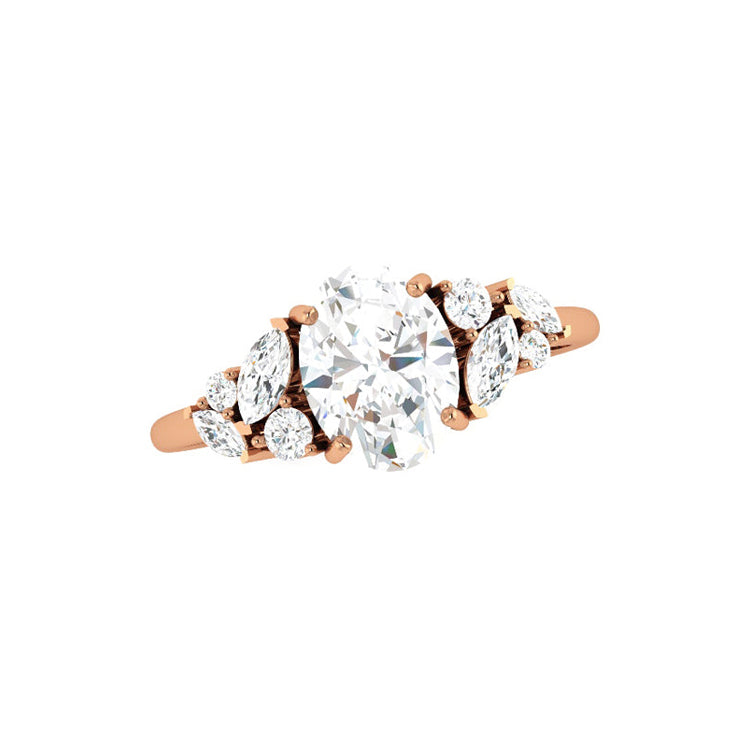 Valencia Oval Natural Diamond Engagement Ring in 18K Gold
