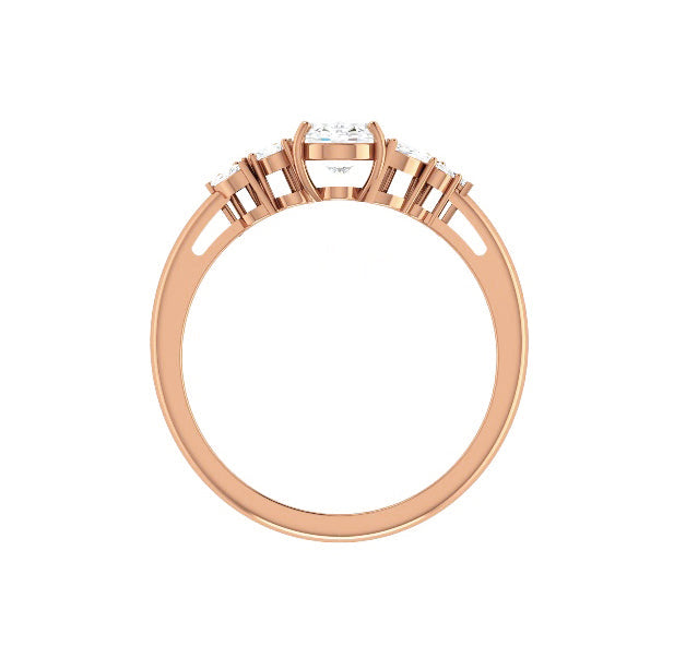 Valencia Oval Natural Diamond Engagement Ring in 18K Gold