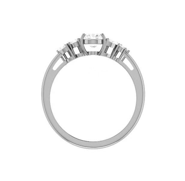 Valencia Oval Natural Diamond Engagement Ring in 18K Gold