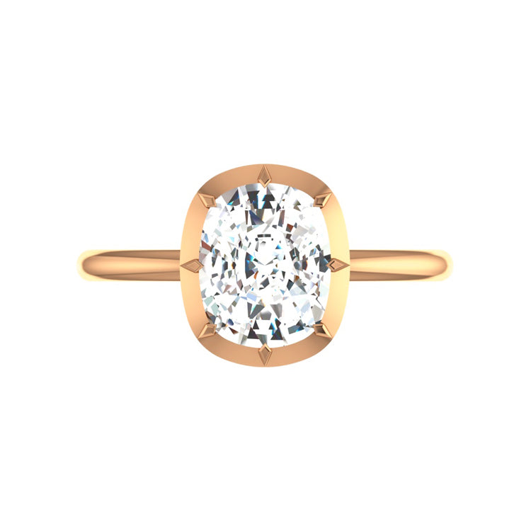 Georgian Style 3 Carat Elongated Cushion Lab Grown Diamond Engagement Ring