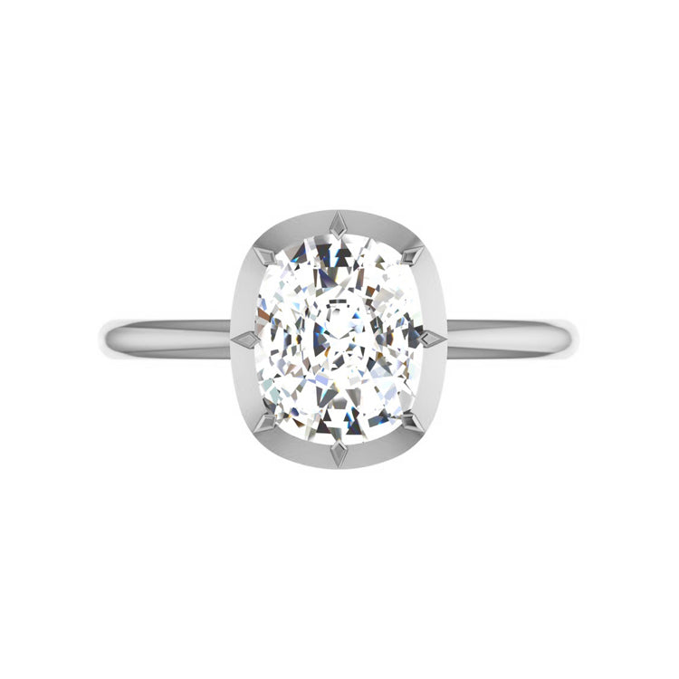 Georgian Style 3 Carat Elongated Cushion Lab Grown Diamond Engagement Ring