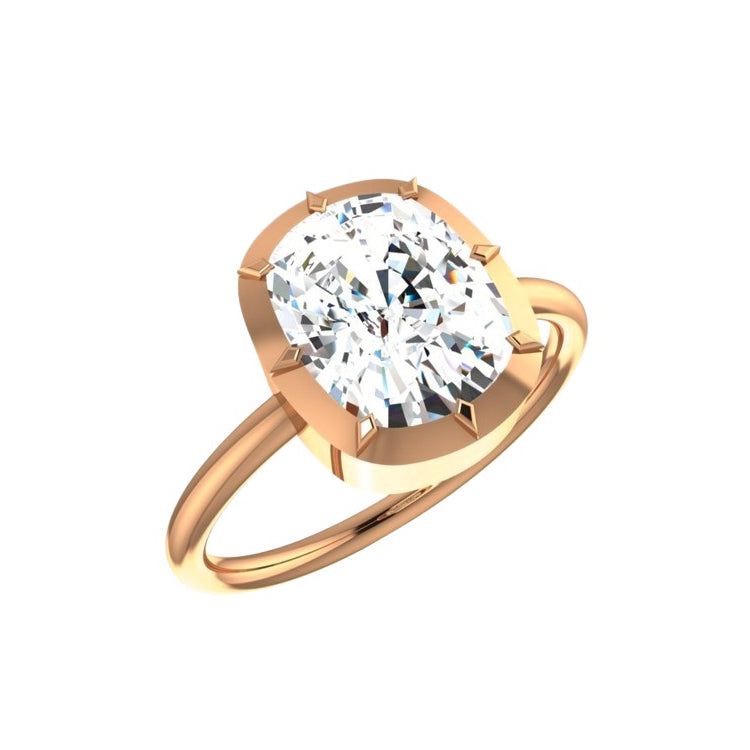 Georgian Style 3 Carat Elongated Cushion Lab Grown Diamond Engagement Ring