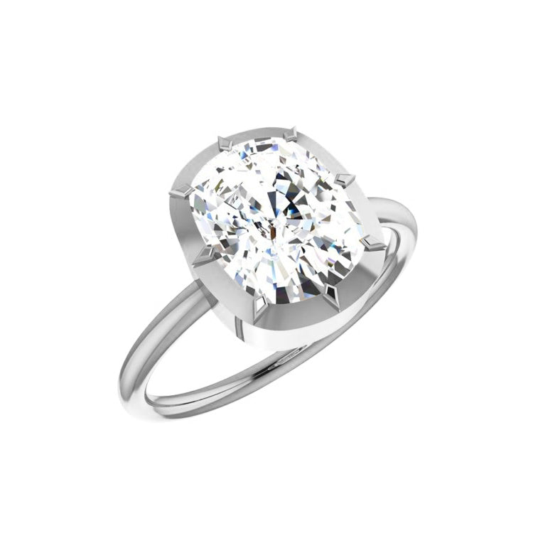 Georgian Style 3 Carat Elongated Cushion Lab Grown Diamond Engagement Ring