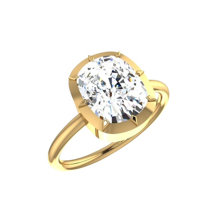 Georgian Style 3 Carat Elongated Cushion Lab Grown Diamond Engagement Ring