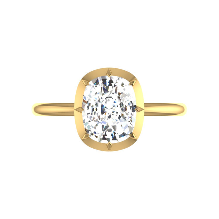 Georgian Style 3 Carat Elongated Cushion Lab Grown Diamond Engagement Ring