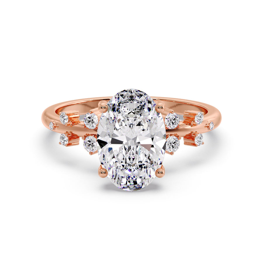 Viola Cluster 3 Carat Lab Grown Oval Diamond Engagement Ring