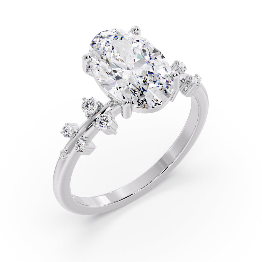 Viola Cluster 3 Carat Lab Grown Oval Diamond Engagement Ring