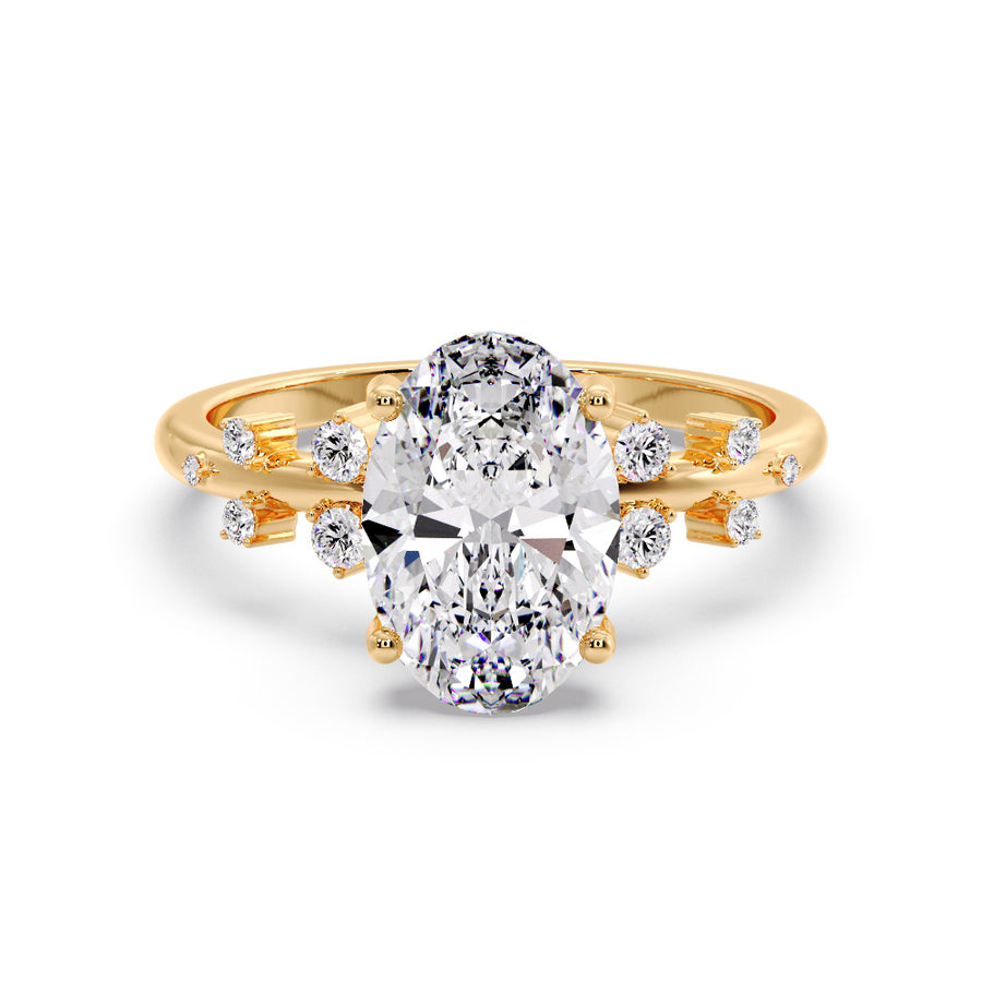 Viola Cluster 3 Carat Lab Grown Oval Diamond Engagement Ring
