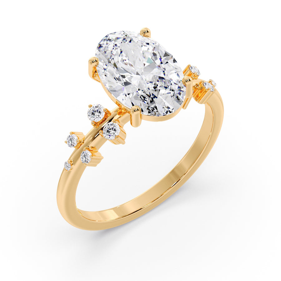 Viola Cluster 3 Carat Lab Grown Oval Diamond Engagement Ring