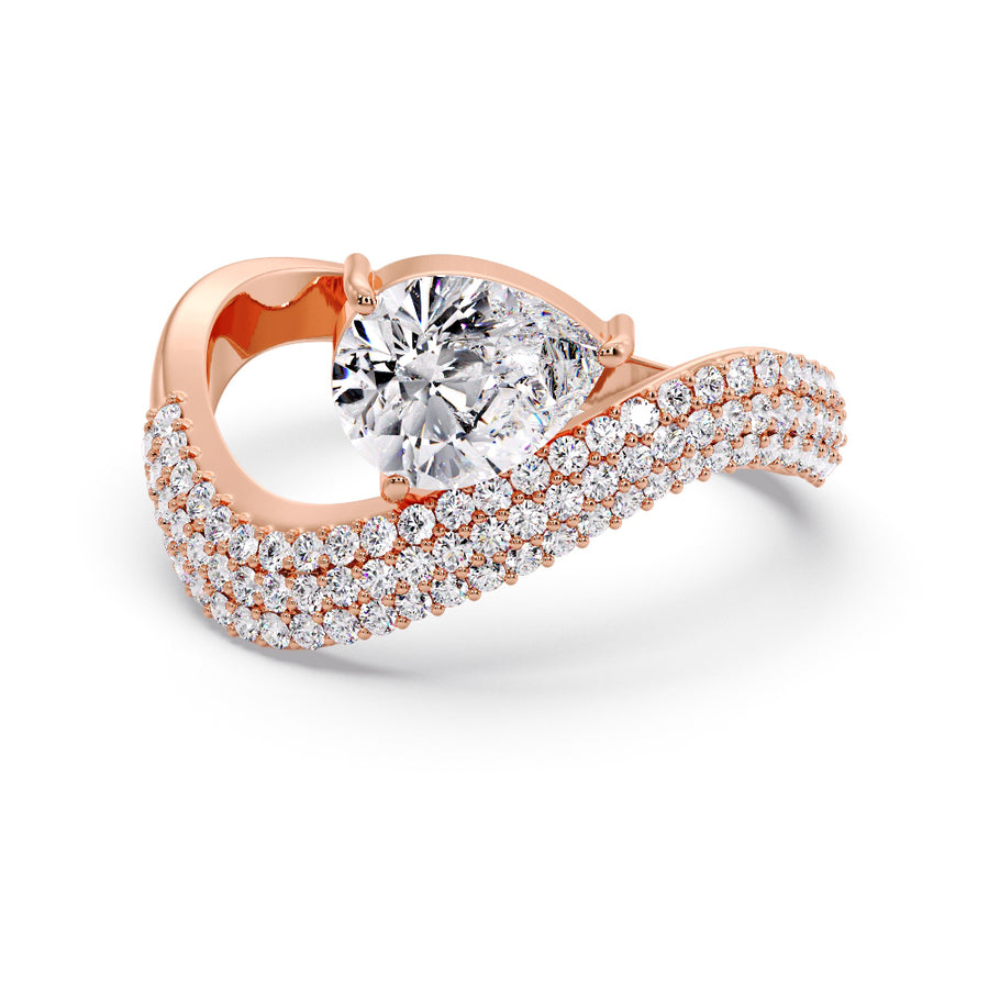 Wave 2 Carat Pear Pave Natural Diamond Engagement Ring