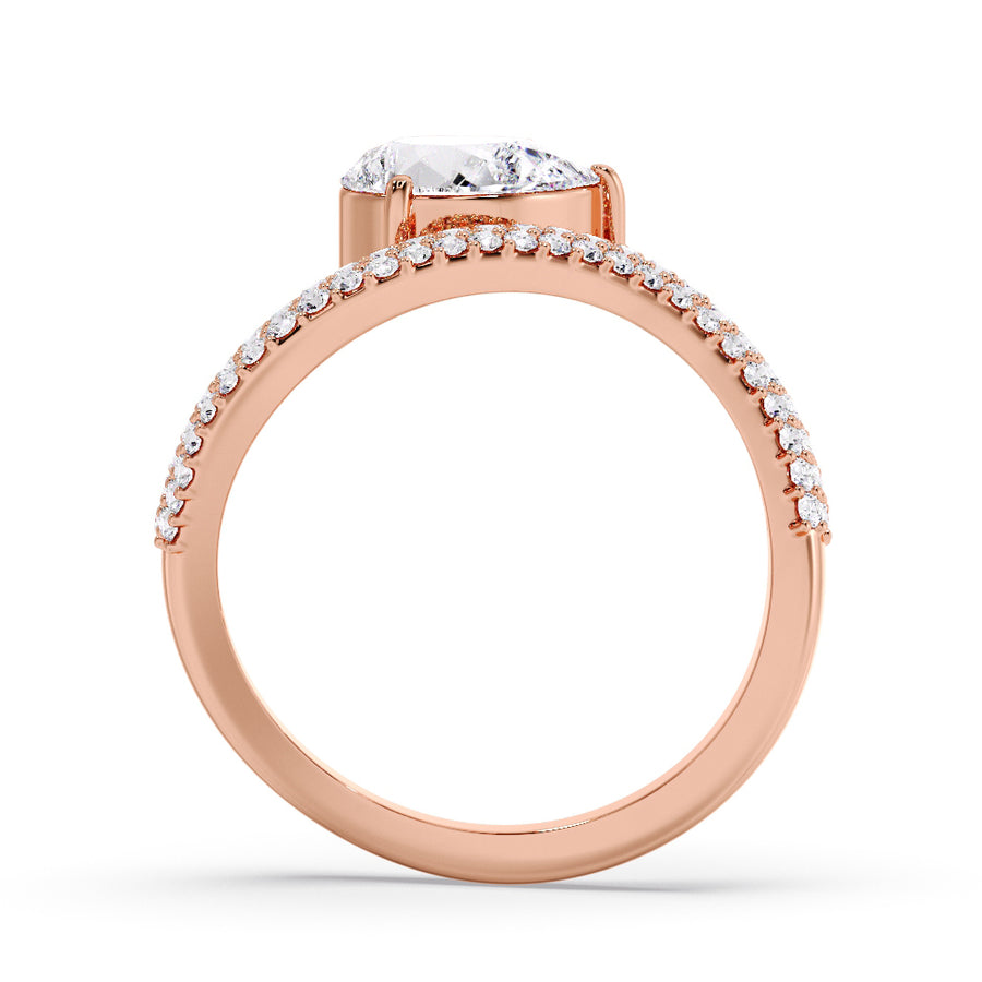 Wave 2 Carat Pear Pave Natural Diamond Engagement Ring