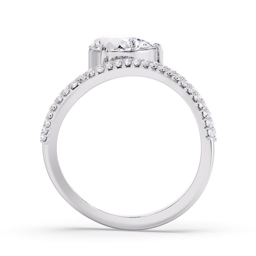 Wave 2 Carat Pear Pave Natural Diamond Engagement Ring