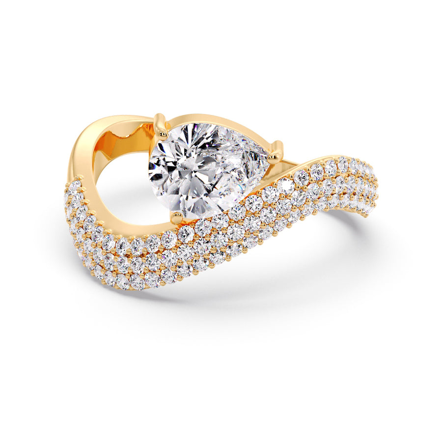 Wave 2 Carat Pear Pave Natural Diamond Engagement Ring