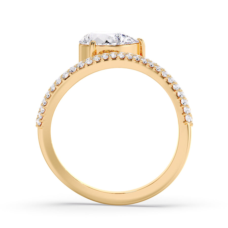 Wave 2 Carat Pear Pave Natural Diamond Engagement Ring