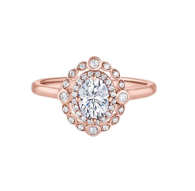 Alisha 2 Carat Vintage Inspired Lab Oval Diamond Engagement Ring