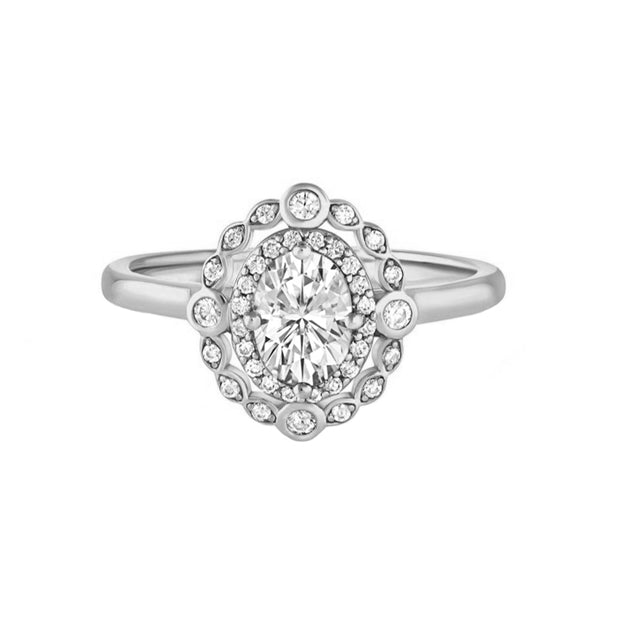 Alisha 2 Carat Vintage Inspired Lab Oval Diamond Engagement Ring