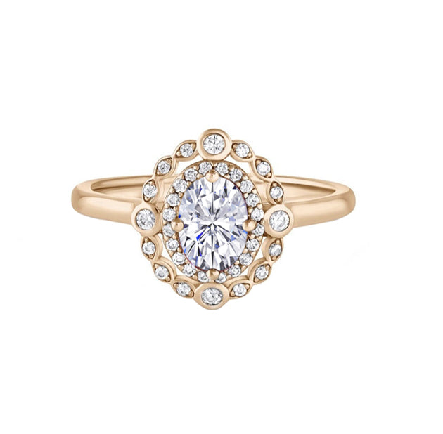 Alisha 2 Carat Vintage Inspired Lab Oval Diamond Engagement Ring