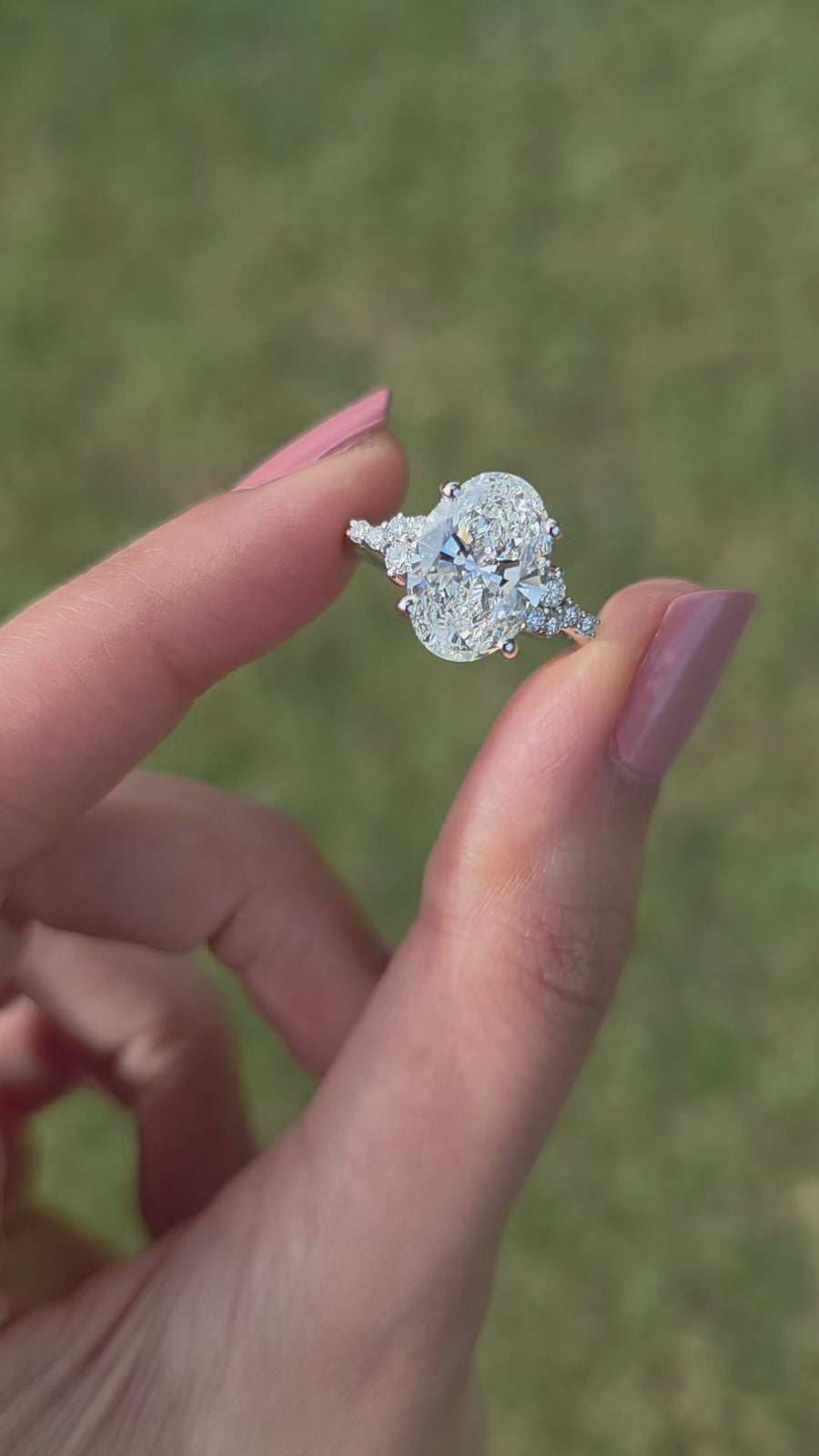 Everly Cluster 3 Carat Natural Oval Diamond Engagement Ring