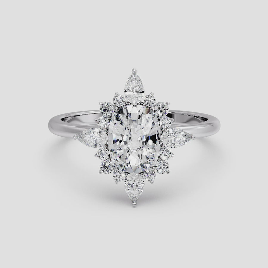 Louise 2 Carat Elongated Cushion Cut Natural Diamond Engagement Ring