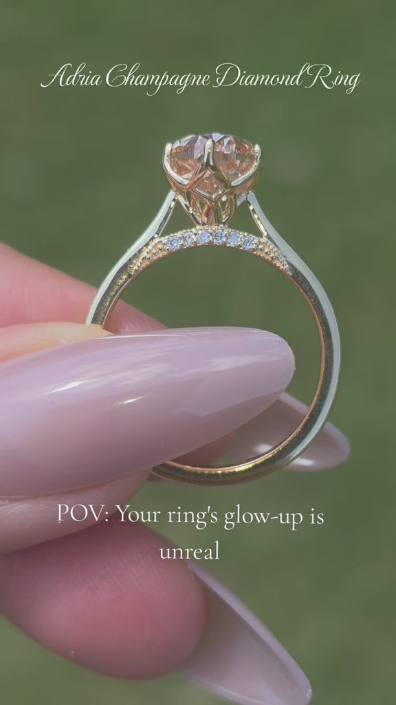 Champagne solitaire diamond engagement ring video