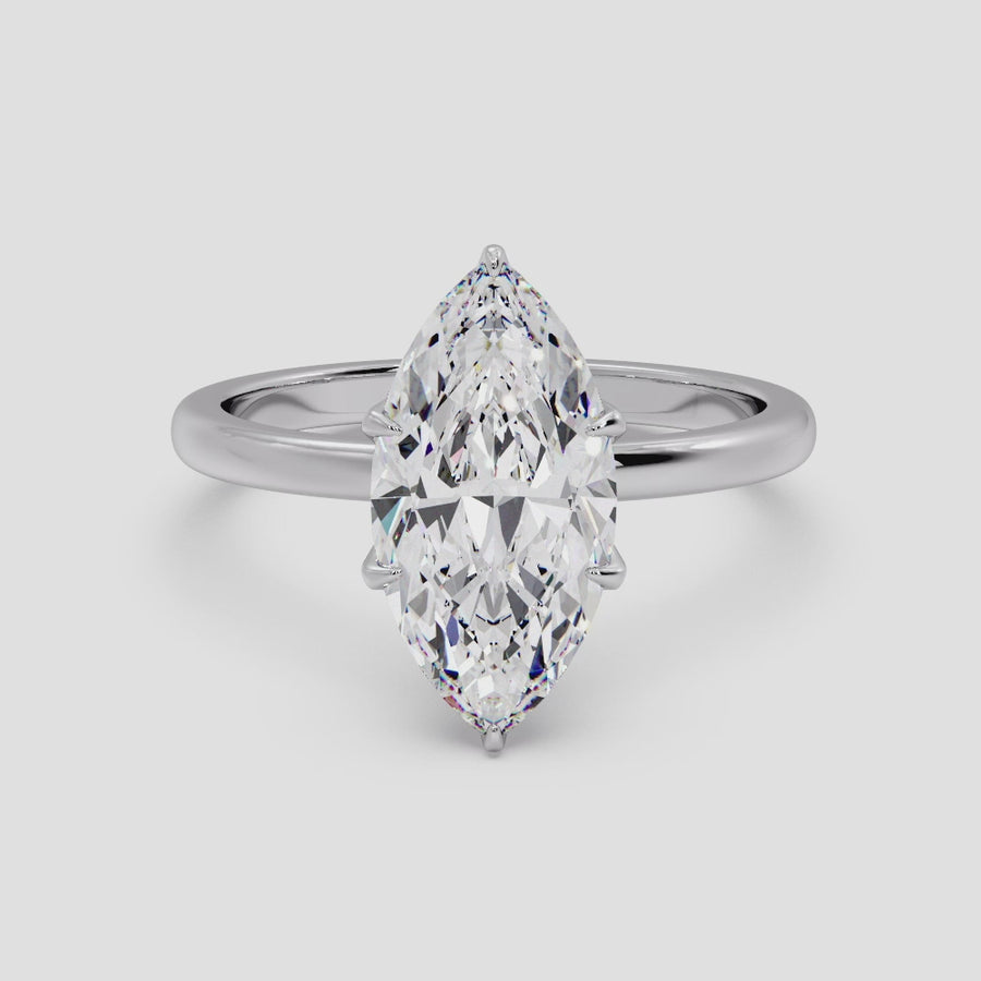 Petal Prongs 3 Carat Lab Grown Marquise Diamond Engagement Ring