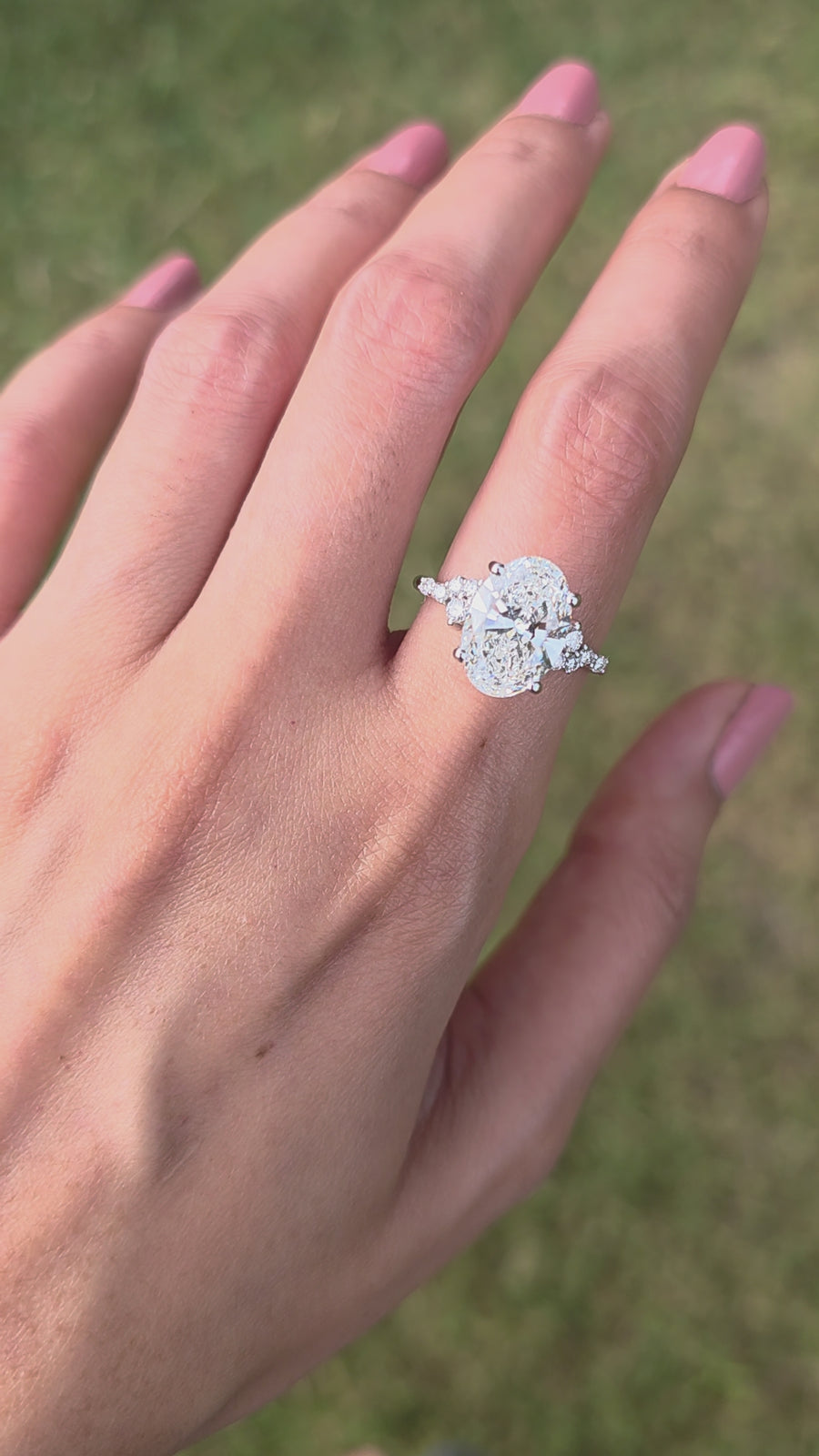 Everly Cluster 3 Carat Natural Oval Diamond Engagement Ring