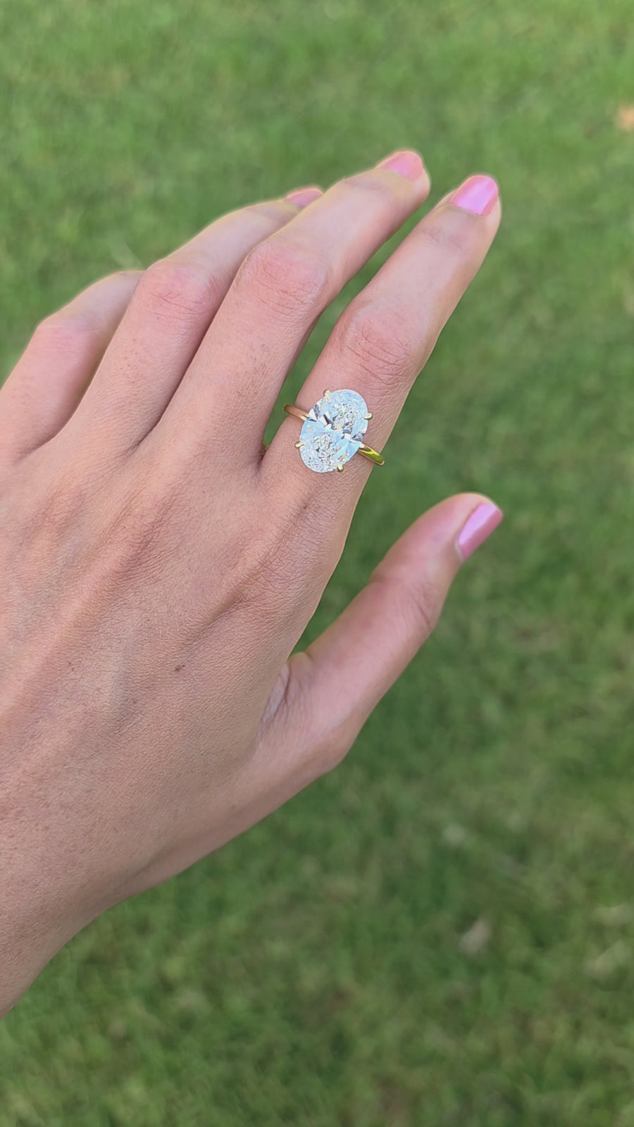 4 Carat Solitaire Lab Grown Oval Diamond Engagement Ring