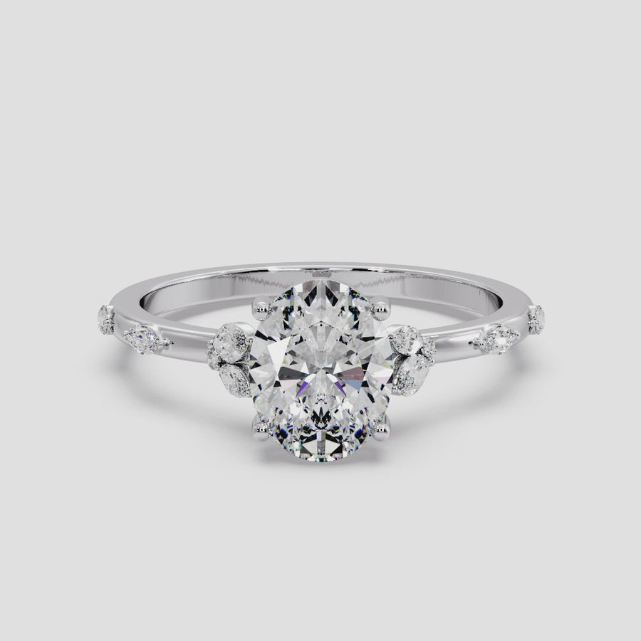 Floreta 2 Carat Natural Oval Diamond Engagement Ring