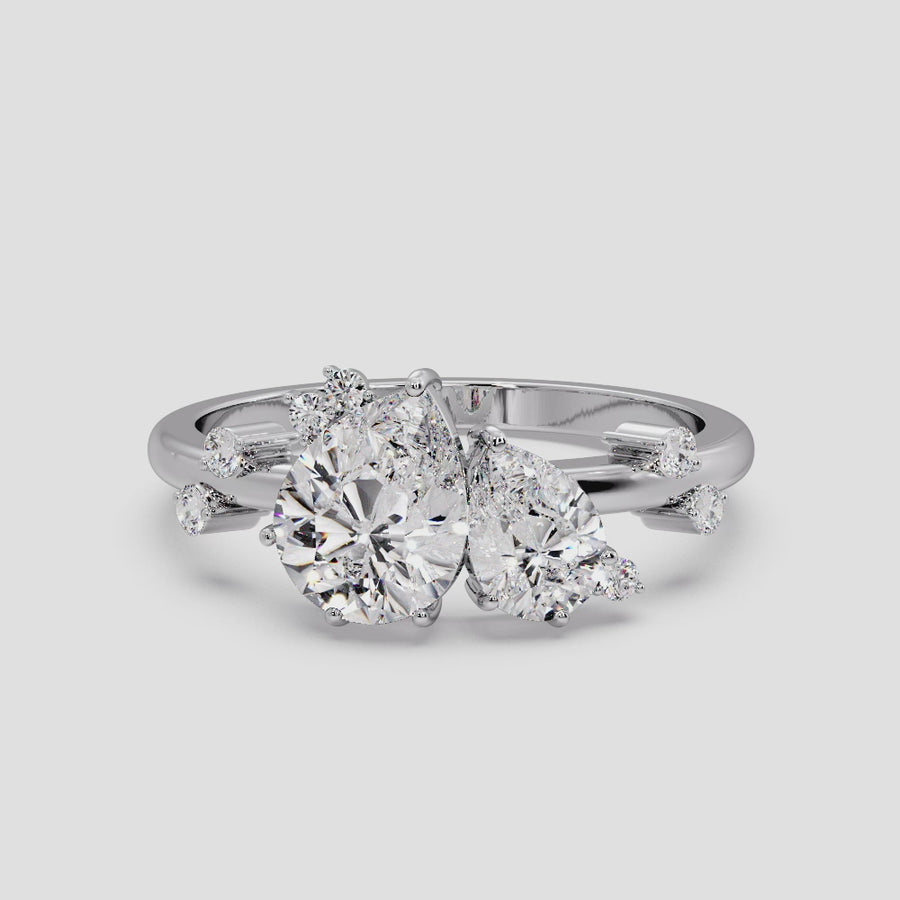 Toi Et Moi Cluster Natural Diamond Engagement Ring