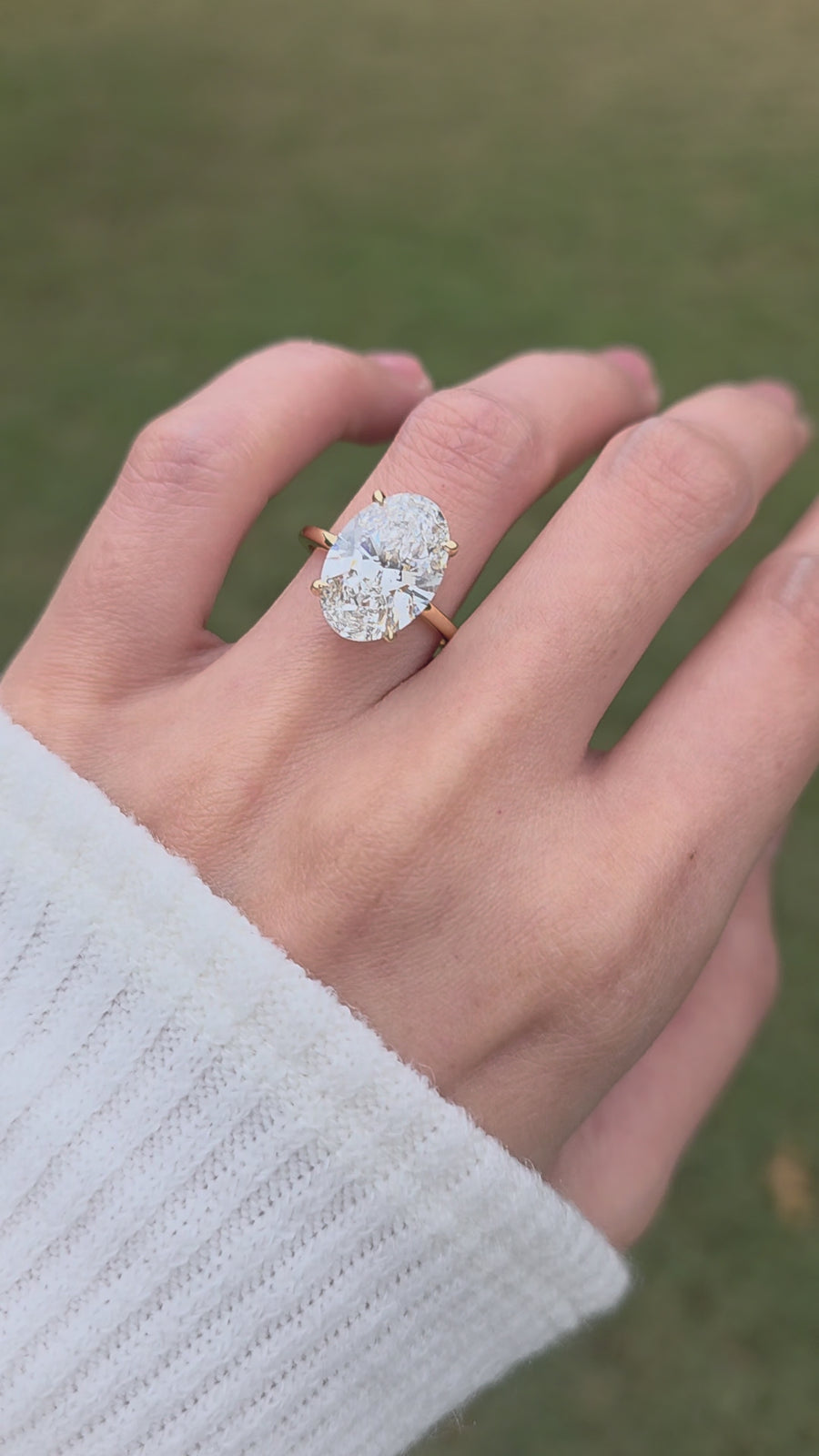 4 Carat Solitaire Lab Grown Oval Diamond Engagement Ring