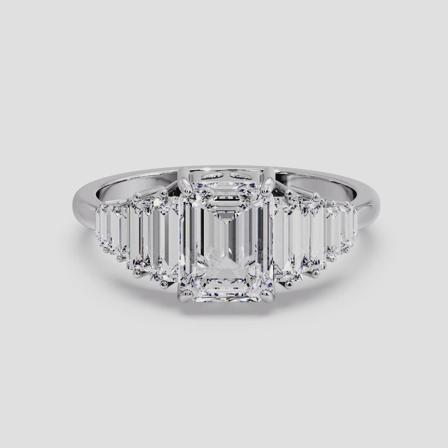 Aliana Art Deco Emerald Cut Lab Grown Diamond Engagement Ring