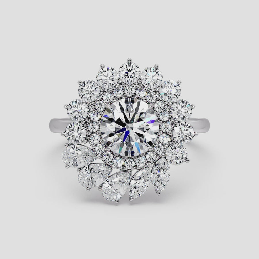Leida Art Deco Round Lab Grown Diamond Engagement Ring
