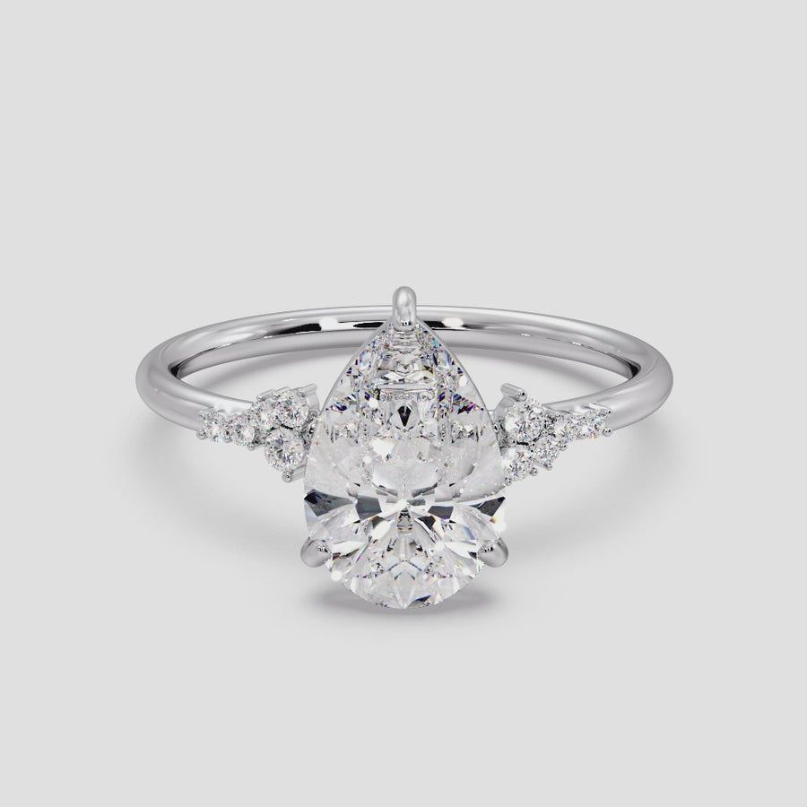 Everly Cluster 3 Carat Lab Grown Pear Diamond Engagement Ring