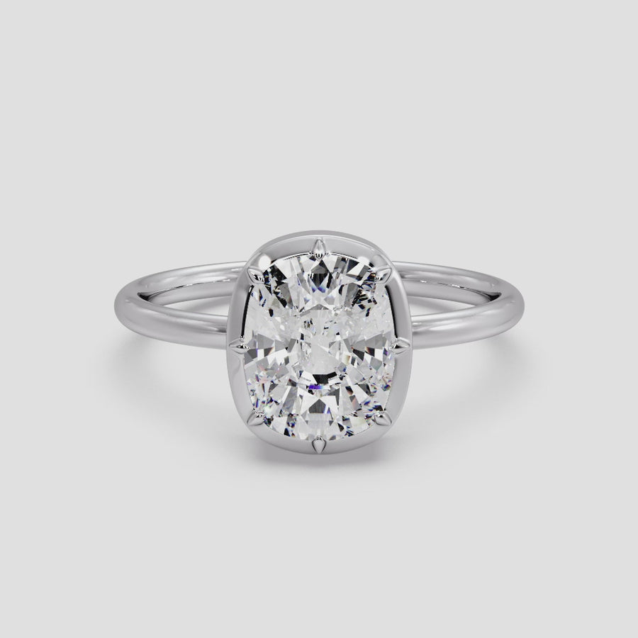 Georgian Style 3 Carat Elongated Cushion Lab Grown Diamond Engagement Ring