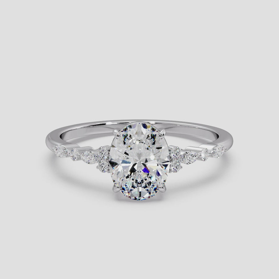 Brynlee Cluster 1 Carat Natural Oval Diamond Engagement Ring