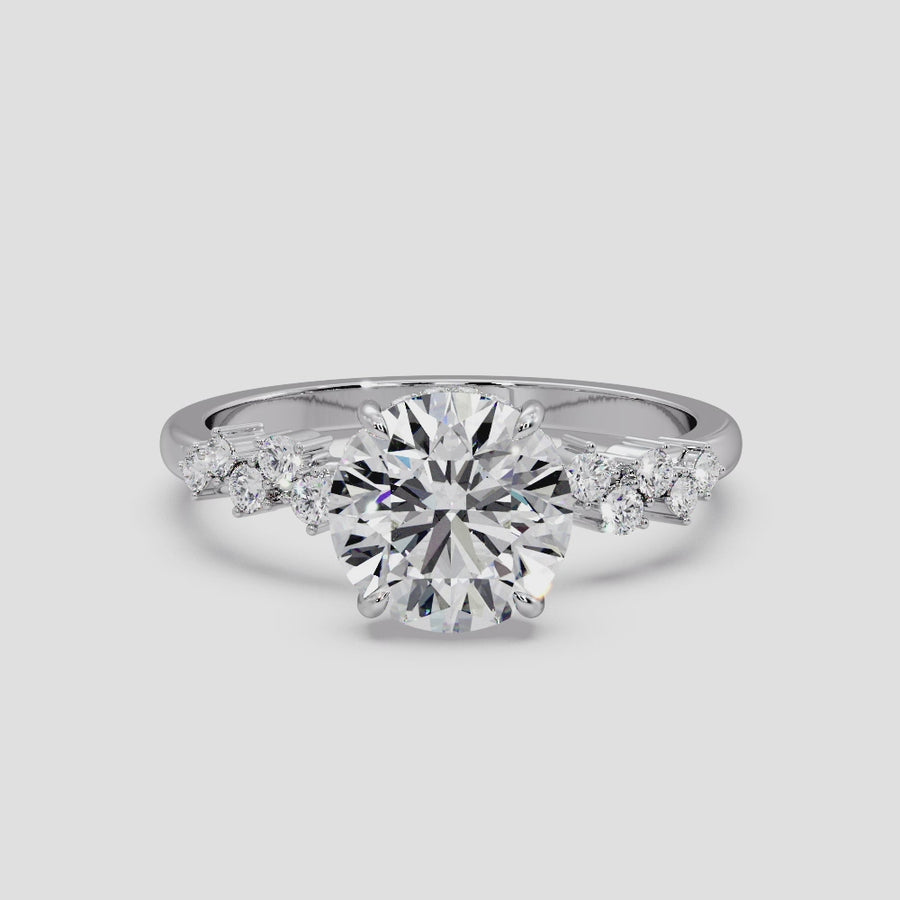 Moondust 2 Carat Round Lab Diamond Engagement Ring With Claw Prongs