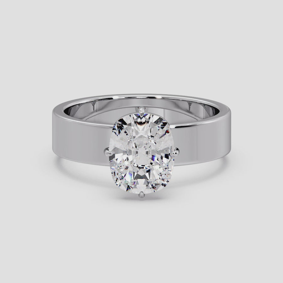 Ada 3 Carat Solitaire Elongated Cushion Lab Grown Diamond Engagement Ring