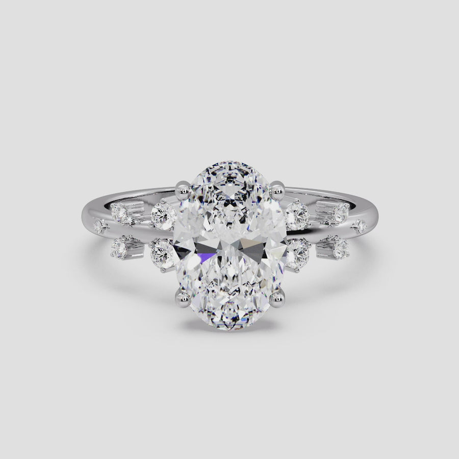 Viola Cluster 3 Carat Lab Grown Oval Diamond Engagement Ring