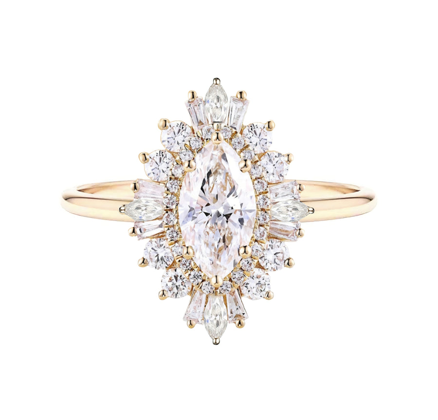 Elise Art Deco Marquise Lab Grown Diamond Engagement Ring