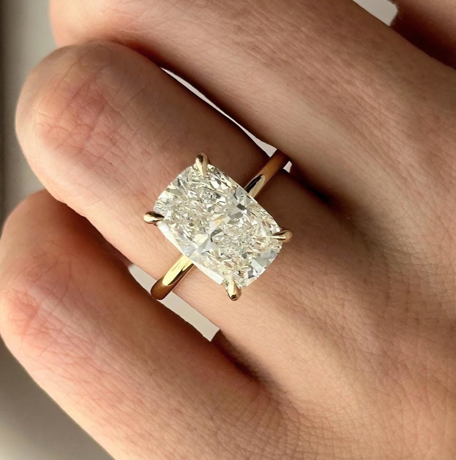 3 Carat Solitaire Elongated Cushion Lab Grown Diamond Engagement Ring