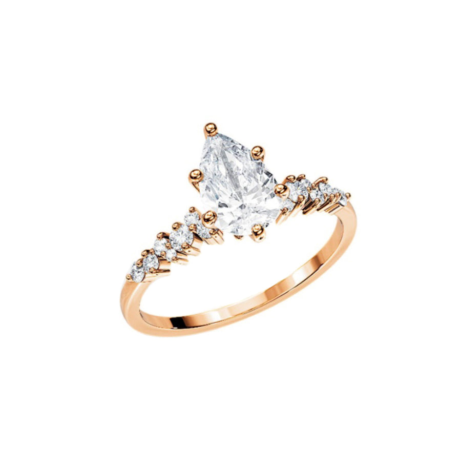 Scattered Pear Natural Diamond Engagement Ring in 18K Gold - GEMNOMADS
